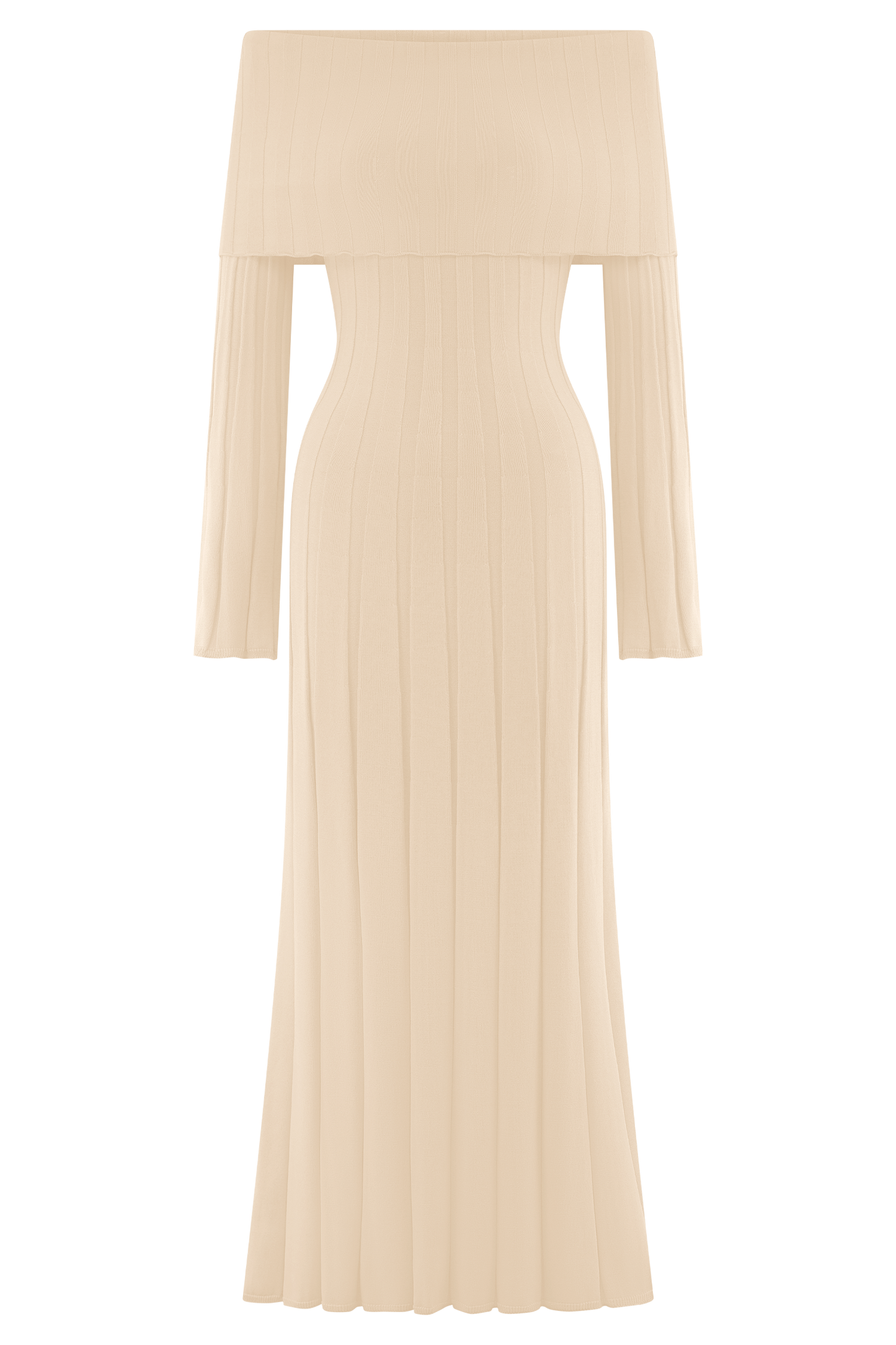 Alonza Long Sleeve Knit Midi Dress - Cream