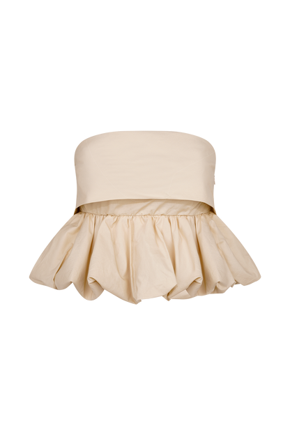 Amirah Strapless Bubble Crop Top - Nude