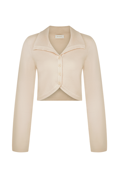 Annabelle Knit Curved Hem Cardigan - Cream