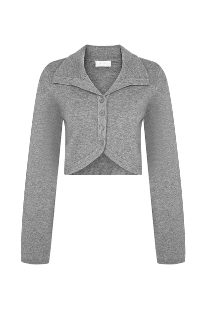 Annabelle Knit Curved Hem Cardigan - Charcoal