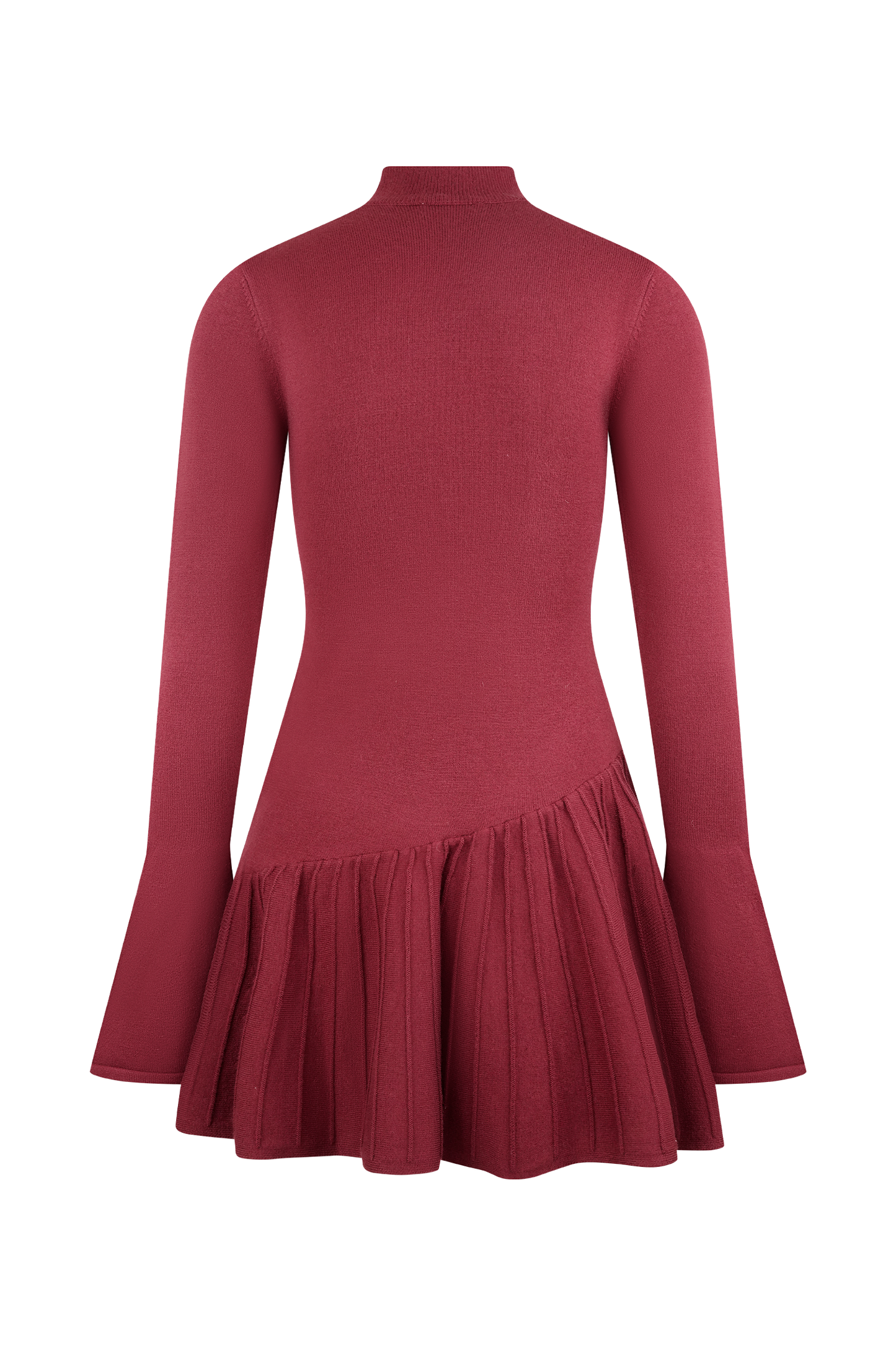 Blair Knit Mini Dress With Pleats - Merlot