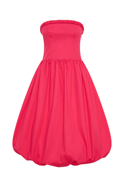 Dulce Puff Midi Dress - Raspberry