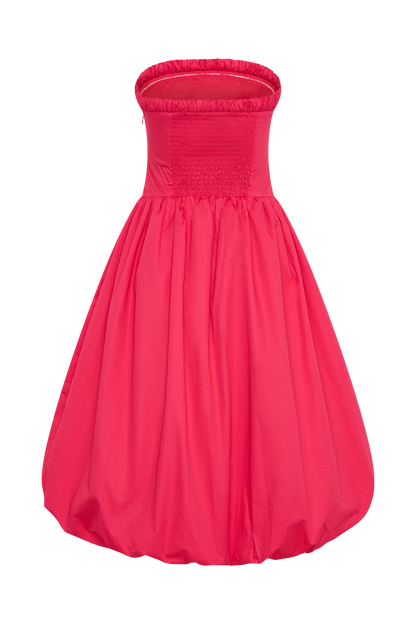 Dulce Puff Midi Dress - Raspberry