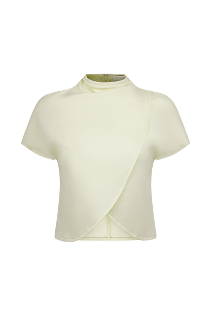 Eris High Neck Scuba Jersey Top - Ivory