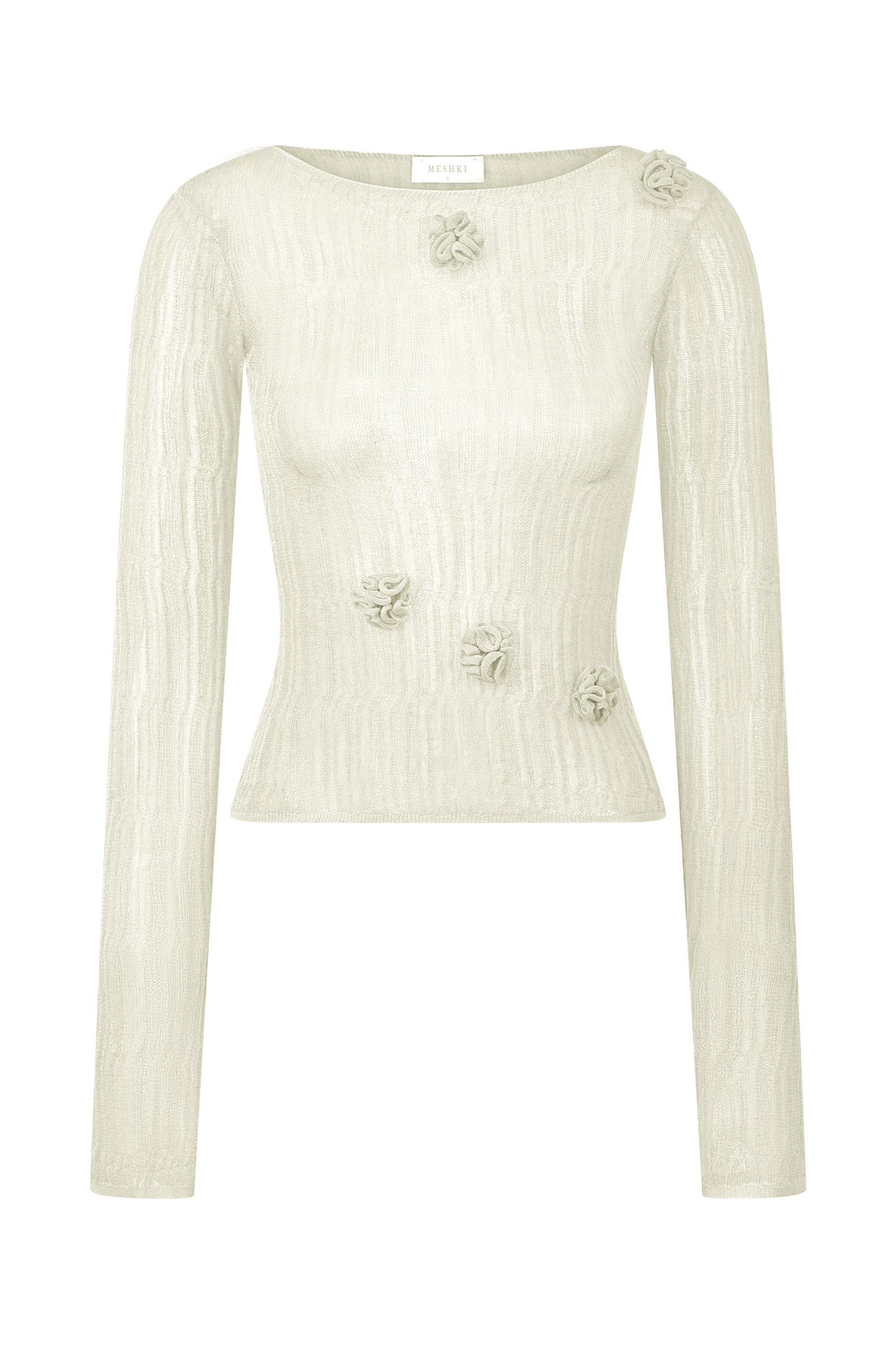 Orianna Orchid Long Sleeve Knit Top - Ivory