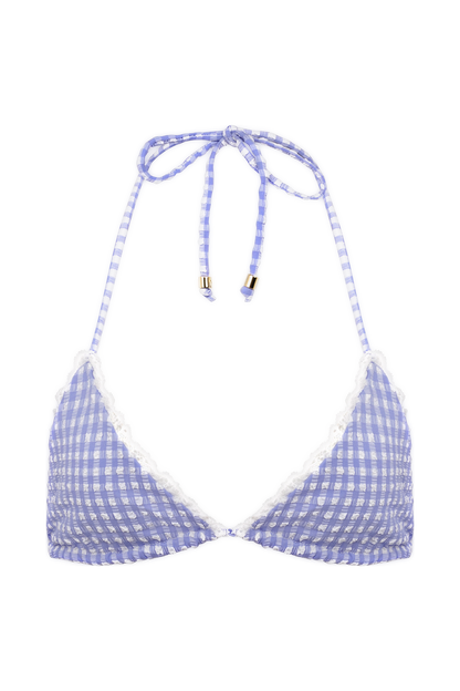 Persephone Gingham Triangle Bikini Top - Lilac