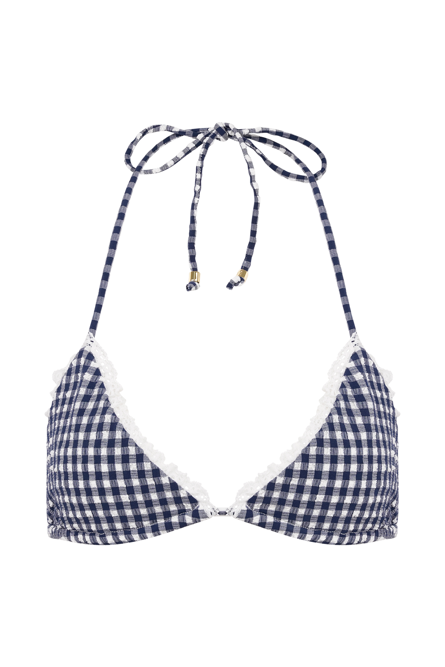 Persephone Gingham Triangle Bikini Top - Navy