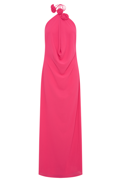 Rosalia Cowl Neck Maxi Dress - Raspberry