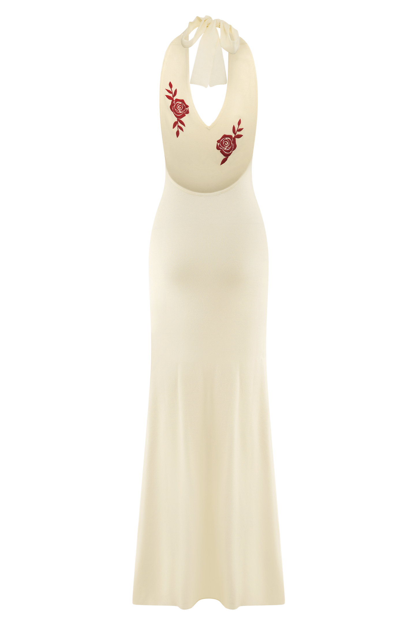 Shiloh Rose Knit Halter Maxi Dress - Ivory