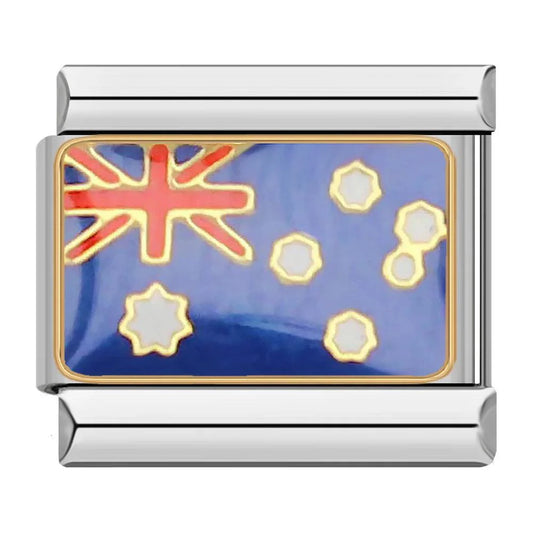 Australia Flag, on Silver