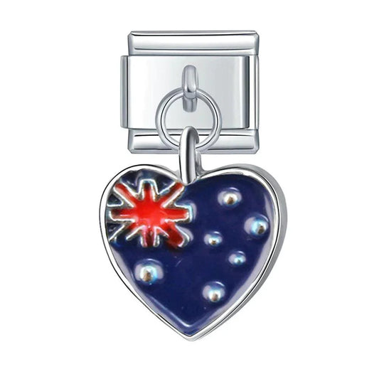 Australia Heart Flag, on Silver