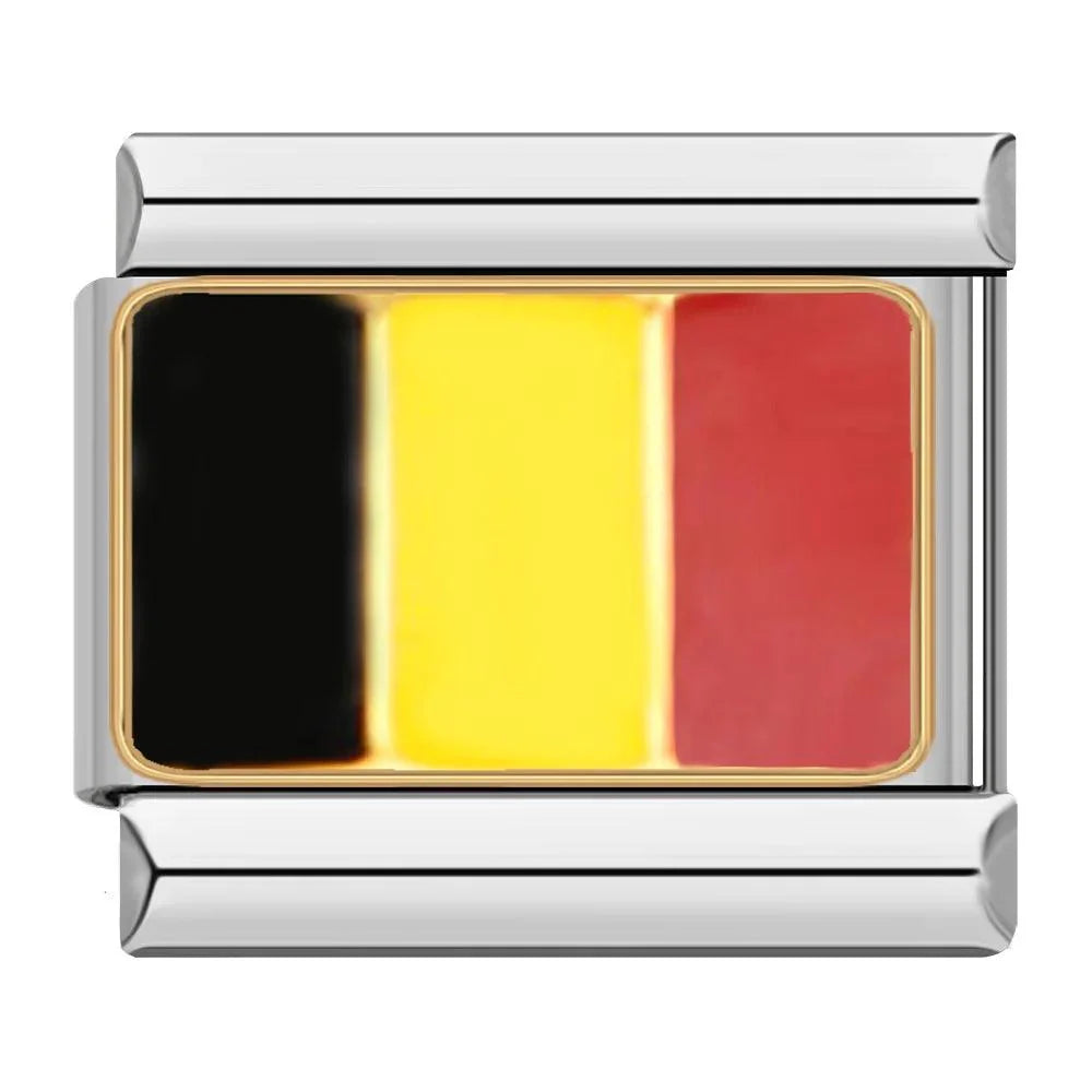 Belgium Flag, on Silver