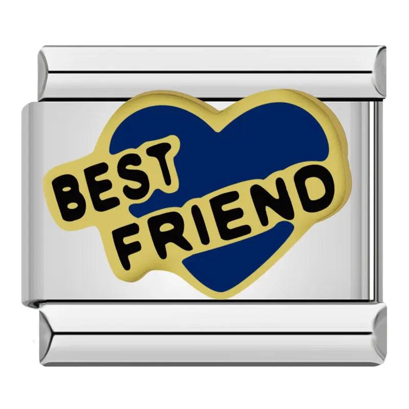 Blue Heart, Best Friends in Black, on Silver