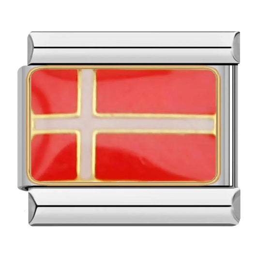 Denmark Flag, on Silver