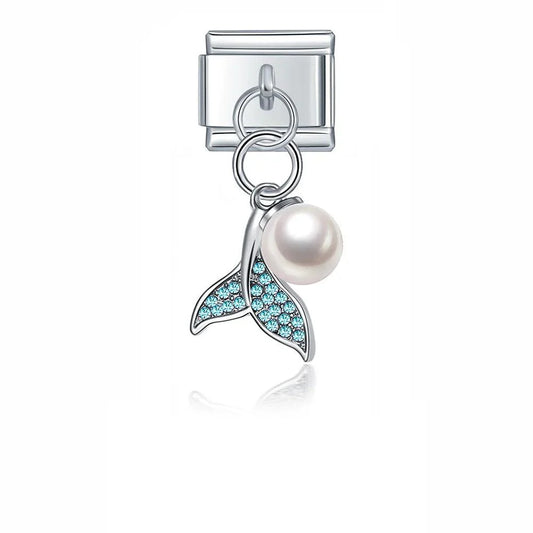 Dolphin Tail with Turquoise Stones, on Silver