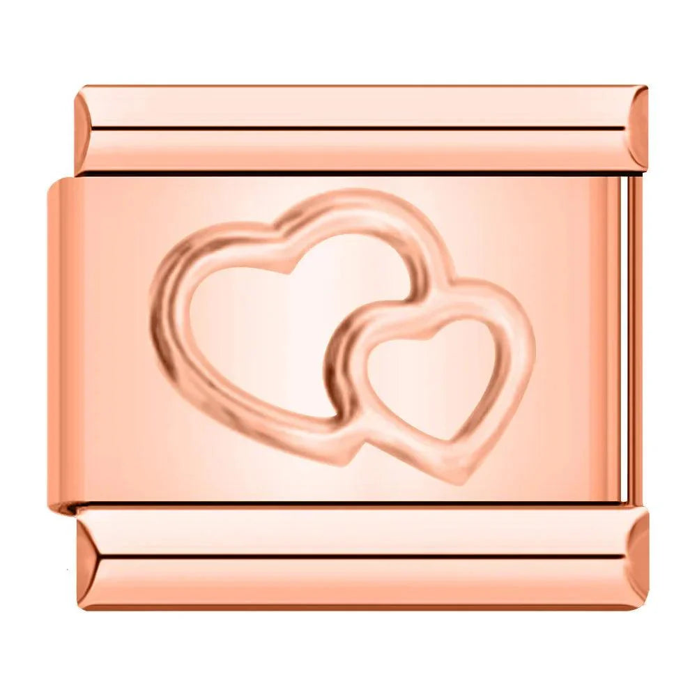 Double Hearts, on Rose Gold