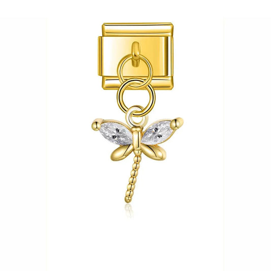 Dragonfly with Large Stones, on Gold