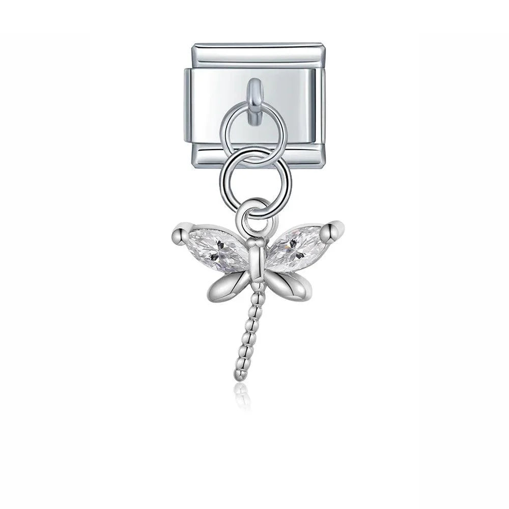 Dragonfly with Large Stones, on Silver