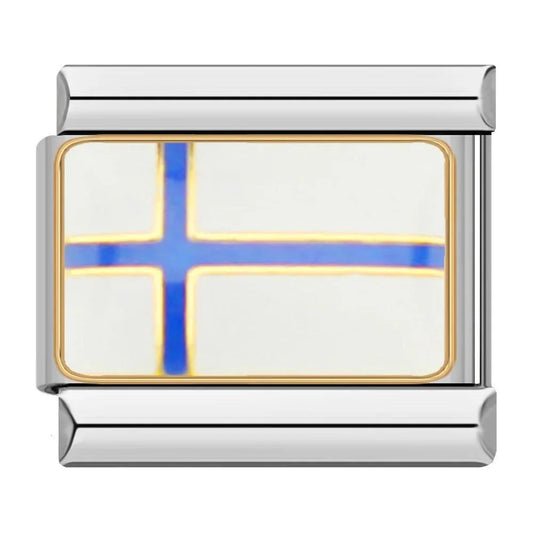 Finland Flag, on Silver