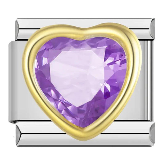 Gold Heart with Large Purple Stone