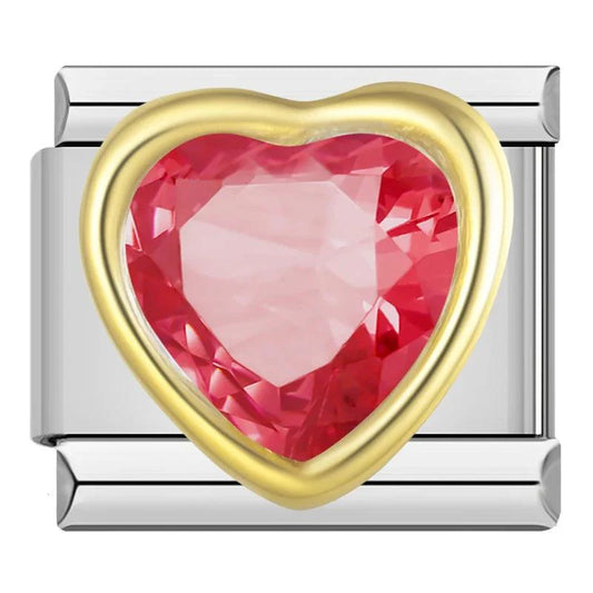 Gold Heart with Large Red Stone