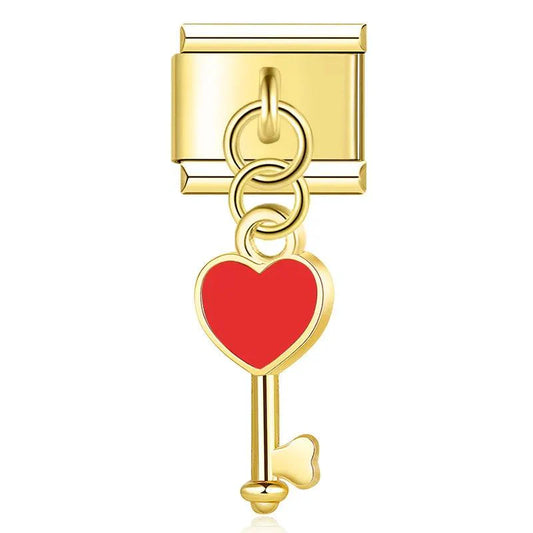 Gold Key with Red Heart