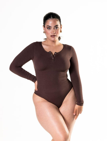 Seamless Long Sleeve Thong Bodysuit