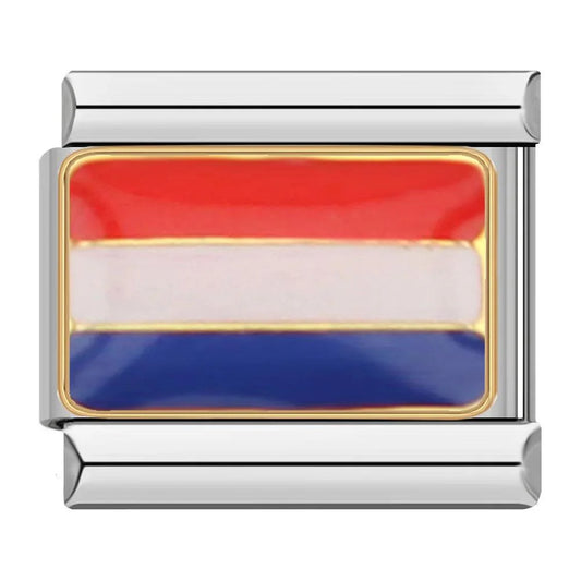 Netherlands Flag, on Silver