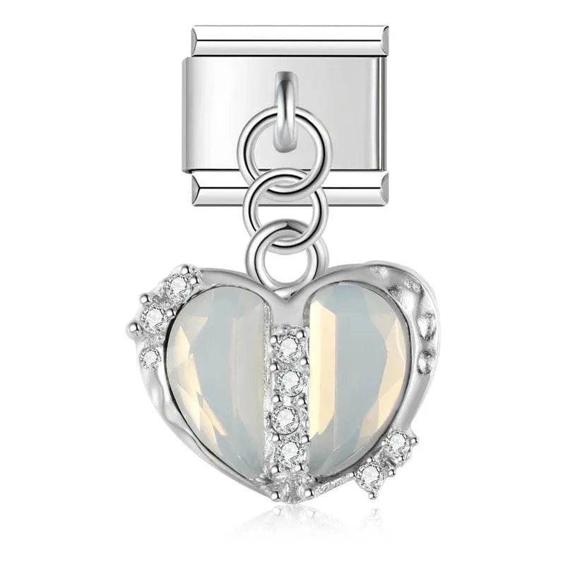 Pearl Heart with Stones, on Silver