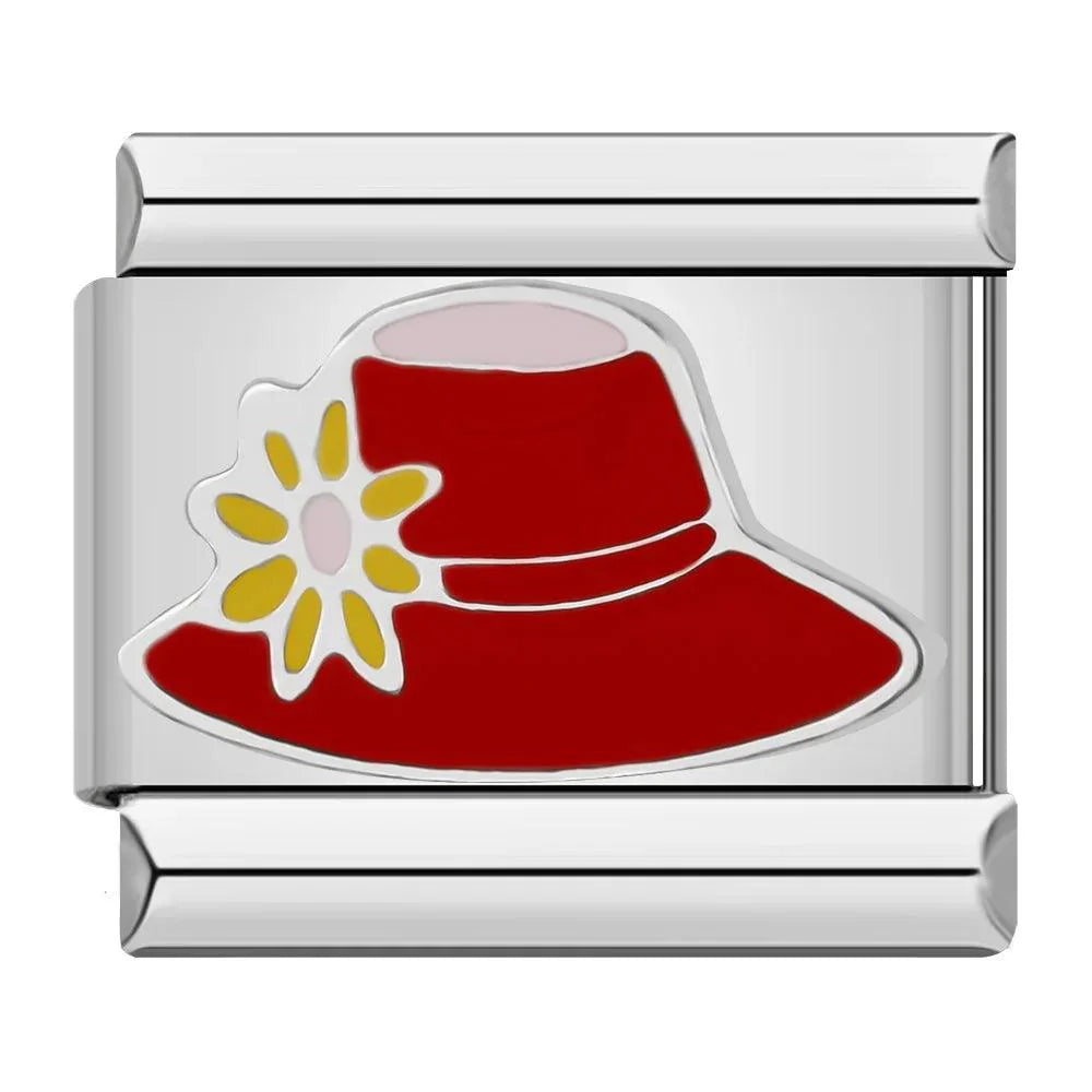 Red Hat with Yellow Flower, on Silver