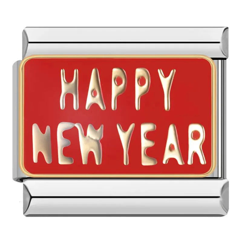 Red Plate, Happy New Year, on Silver