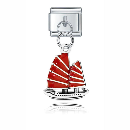 Red Sailboat, on Silver