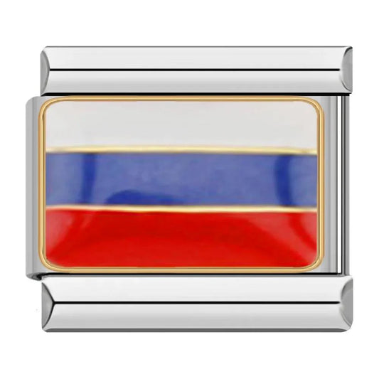 Russia Flag, on Silver