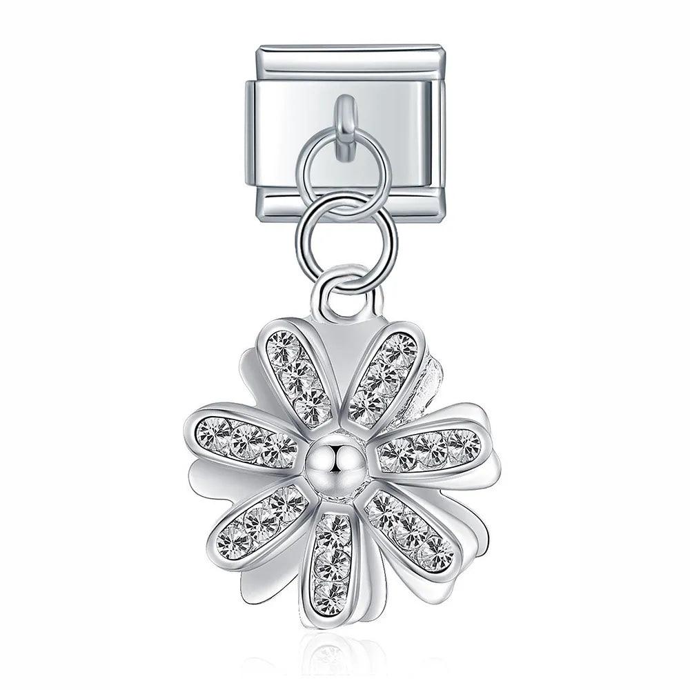 Silver Flower with Stones