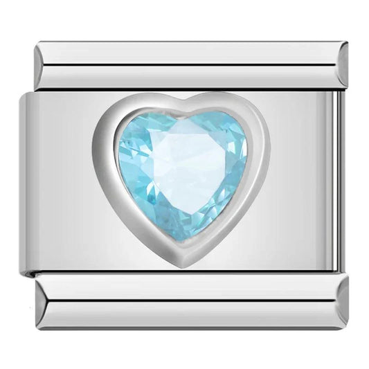 Silver Heart with Sky Blue Stone, on Silver