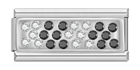 Silver Plate with Black and White Stones, Double, on Silver