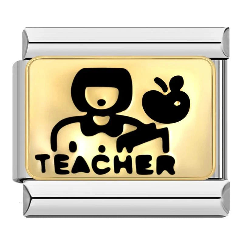 Teacher, Gold Plate, on Silver