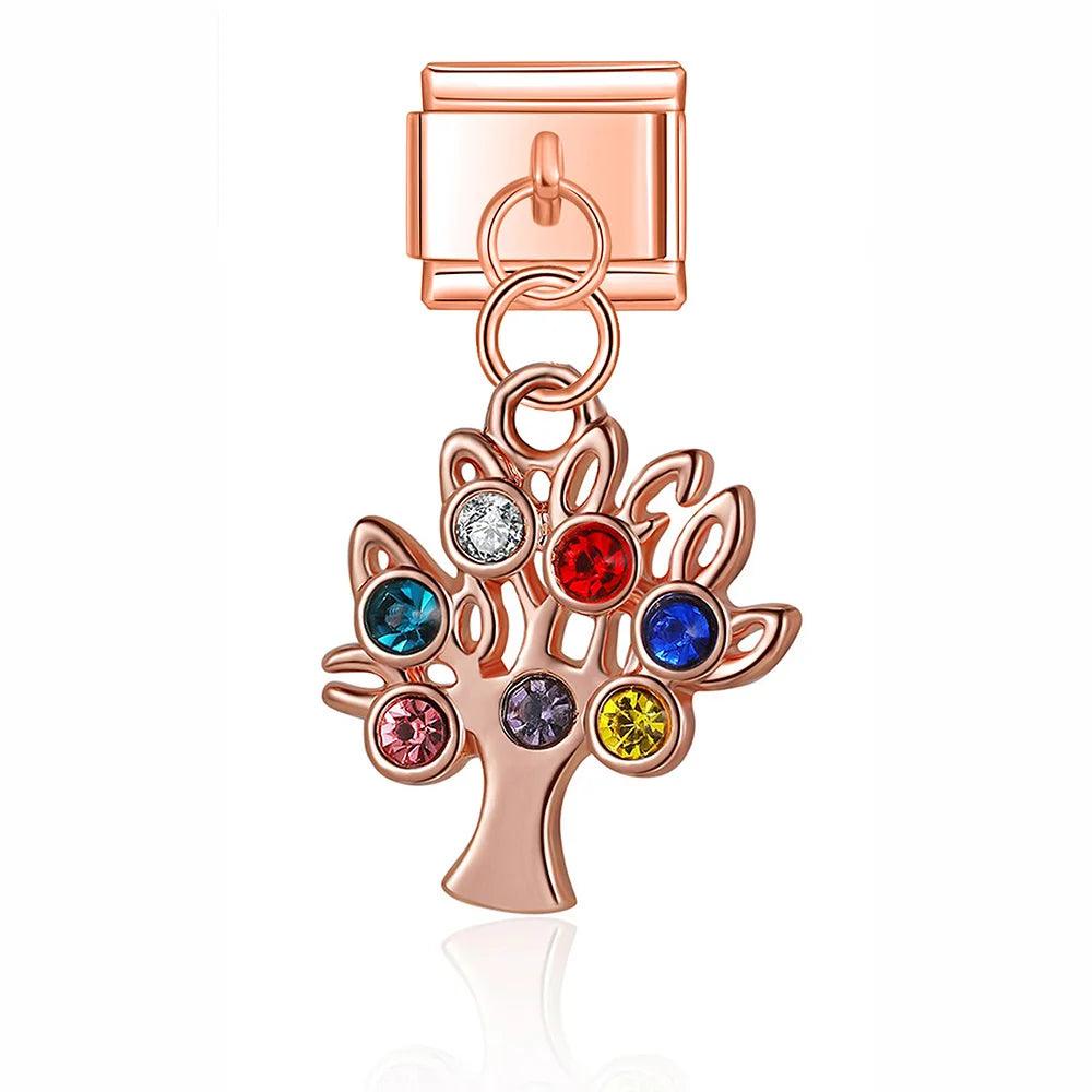 Tree with Multicolor Stones, on Rose Gold