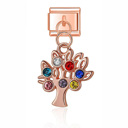 Tree with Multicolor Stones, on Rose Gold