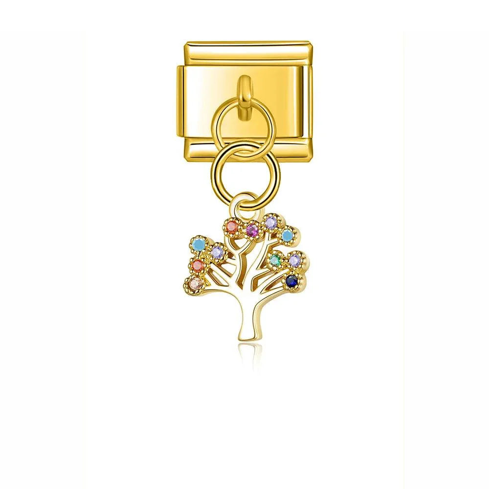 Tree with Multicolored Stones, on Gold