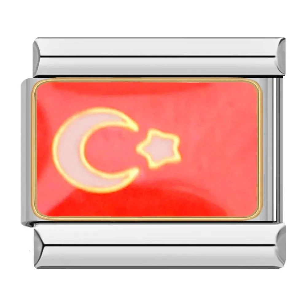 Turkey Flag, on Silver