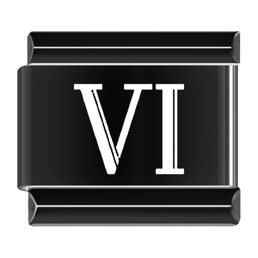 VI, Roman Numeral, on Black