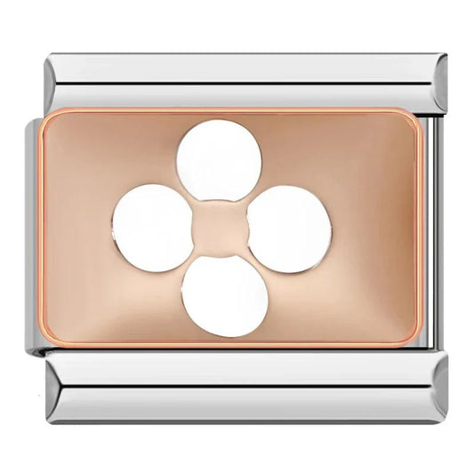 White 4 Leaf Clover, on Rose Gold