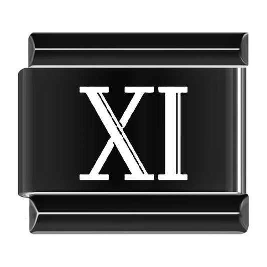 XI, Roman Numeral, on Black